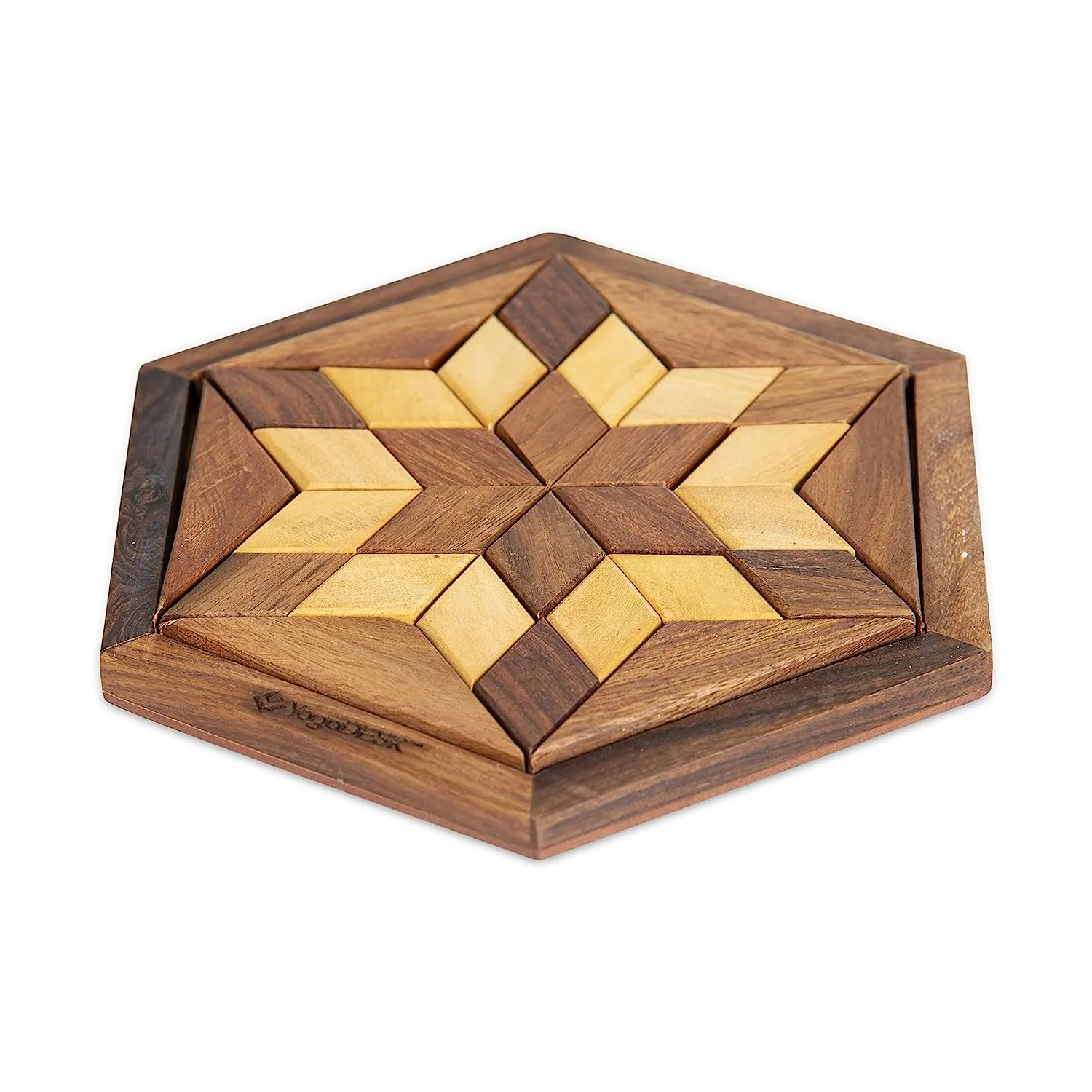 3D Walnut Wooden Tangram Toys for Kids Brain Teaser