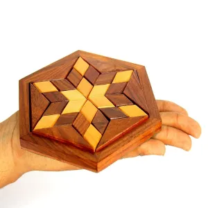 3D Walnut Wooden Tangram Toys for Kids Brain Teaser
