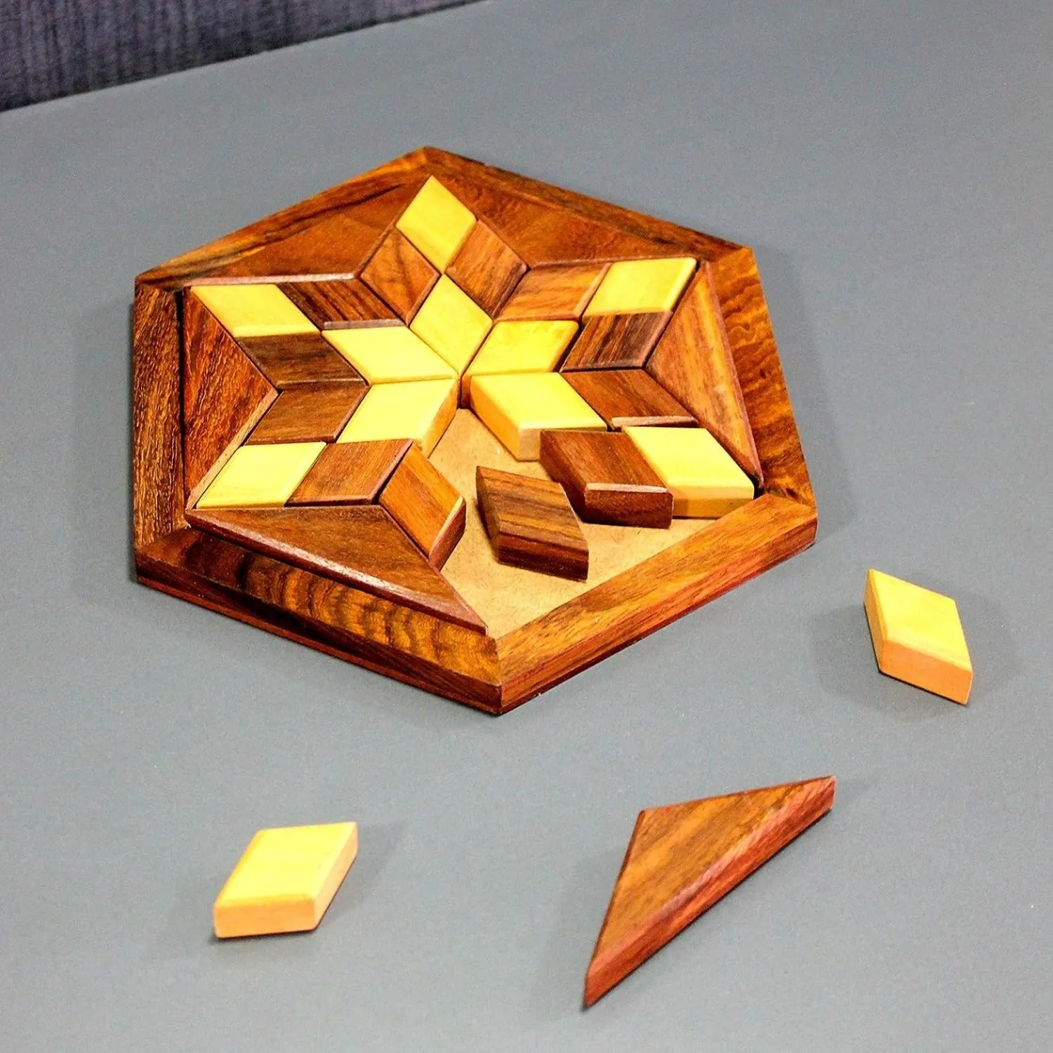 3D Walnut Wooden Tangram Toys for Kids Brain Teaser