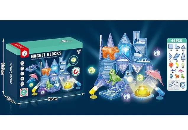 44Pcs DIY Magnetic Marine Animal Tiles Building Blocks