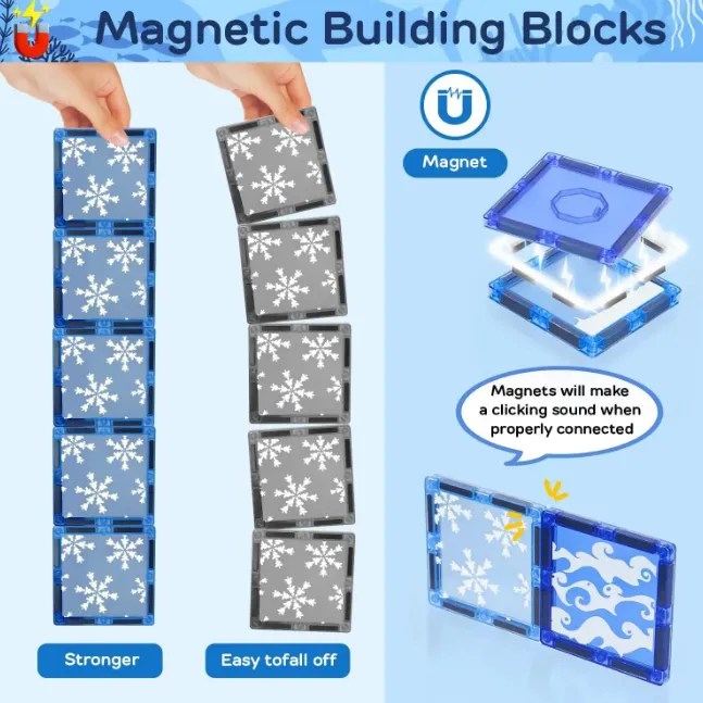 44Pcs DIY Magnetic Marine Animal Tiles Building Blocks