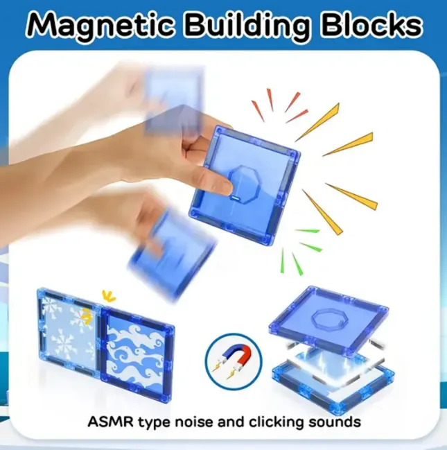 44Pcs DIY Magnetic Marine Animal Tiles Building Blocks