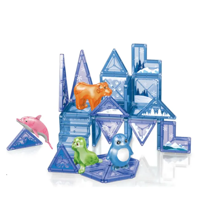 44Pcs DIY Magnetic Marine Animal Tiles Building Blocks