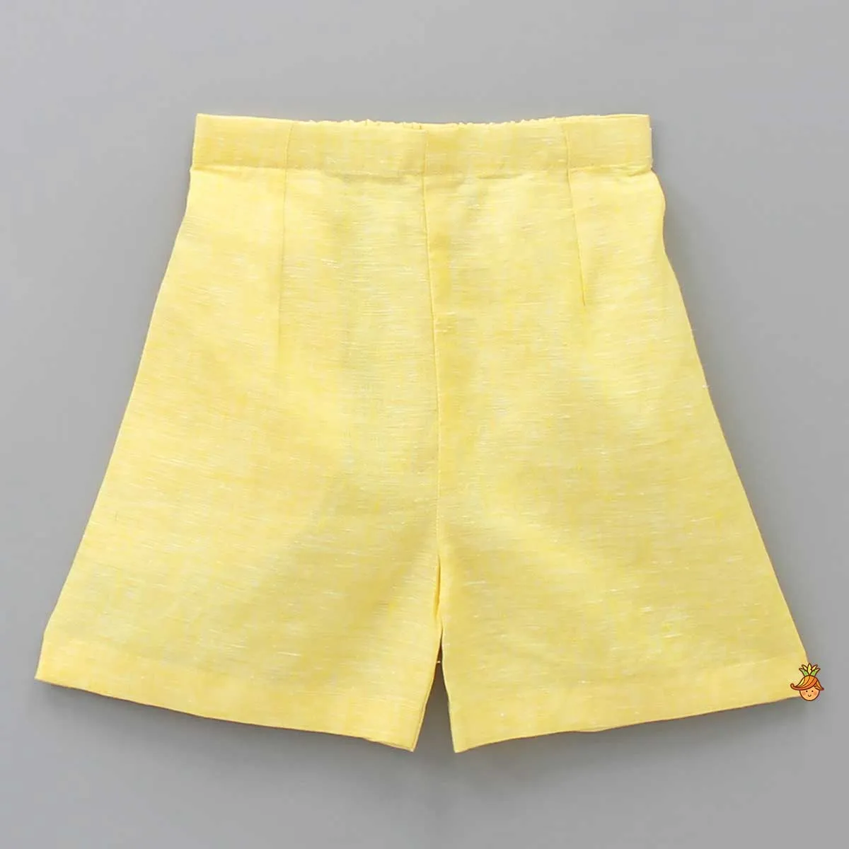 Animal Embroidered Yellow Shirt And Shorts