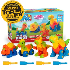 Build & Learn with 4 Dinosaurs Take Apart Toy Set
