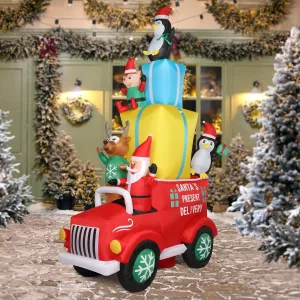 cozy 8Ft Inflatable Christmas Arch Santa Snowman Decoration with 7 Lights B