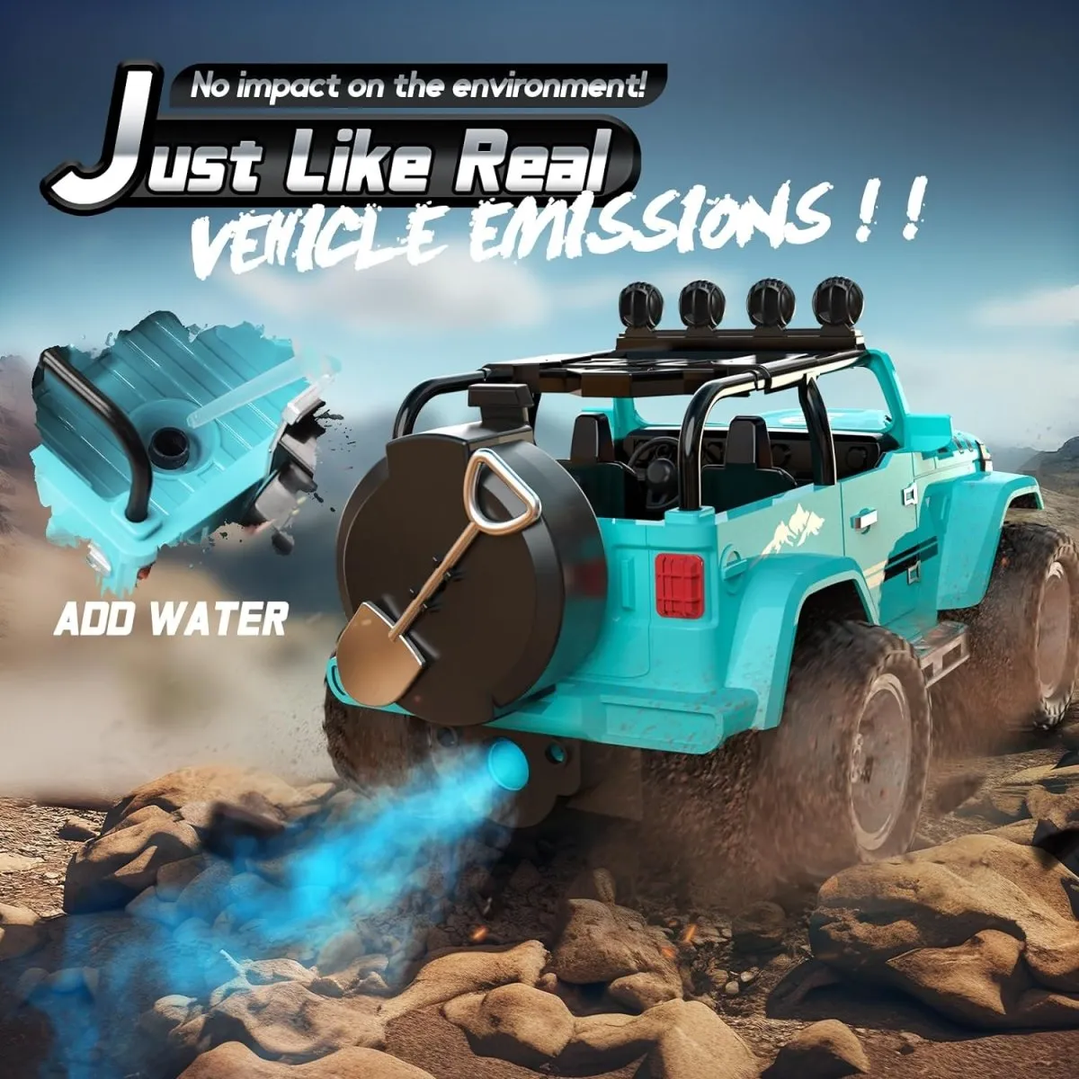 DEERC DE86 Remote Control Jeep Car 1:16 RC Monster Truck with Fog Mist & Music