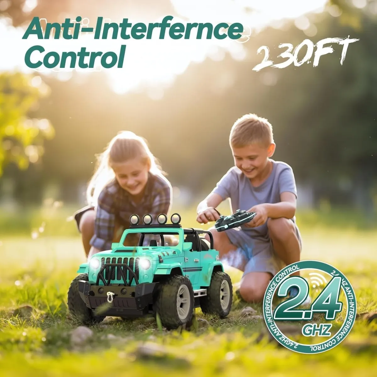 DEERC DE86 Remote Control Jeep Car 1:16 RC Monster Truck with Fog Mist & Music