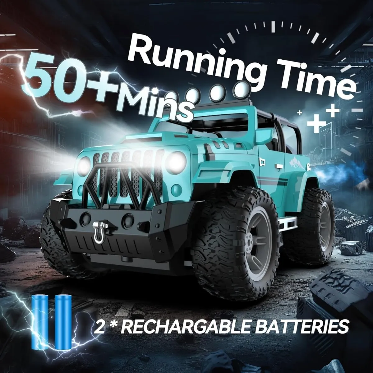 DEERC DE86 Remote Control Jeep Car 1:16 RC Monster Truck with Fog Mist & Music