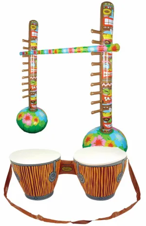 Hawaiian Inflatable Bongo Drums & Limbo Tropical Bar Game Beach Party Supply