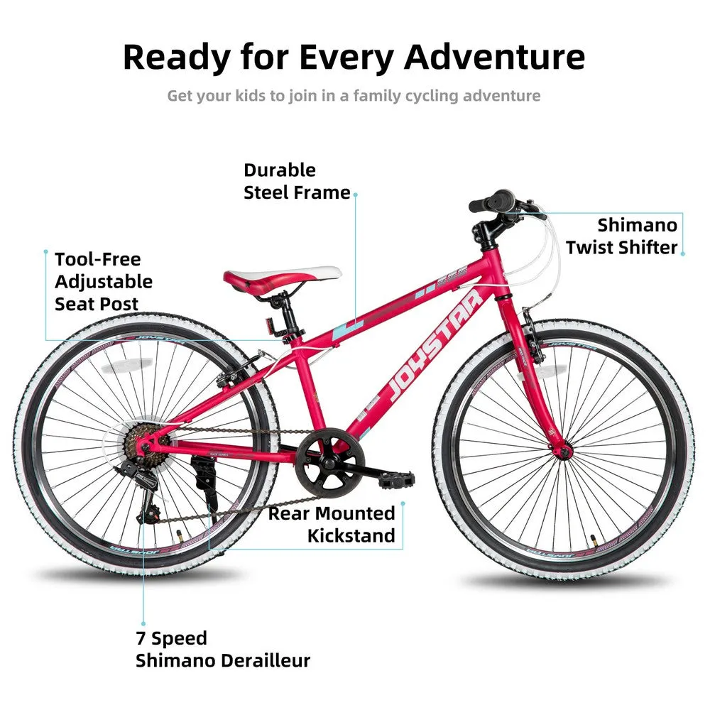 JOYSTAR Lubbock 20" 24" Kids Mountain Bike 7-Speed Bicycle