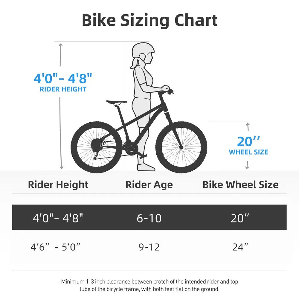 JOYSTAR Lubbock 20" 24" Kids Mountain Bike 7-Speed Bicycle