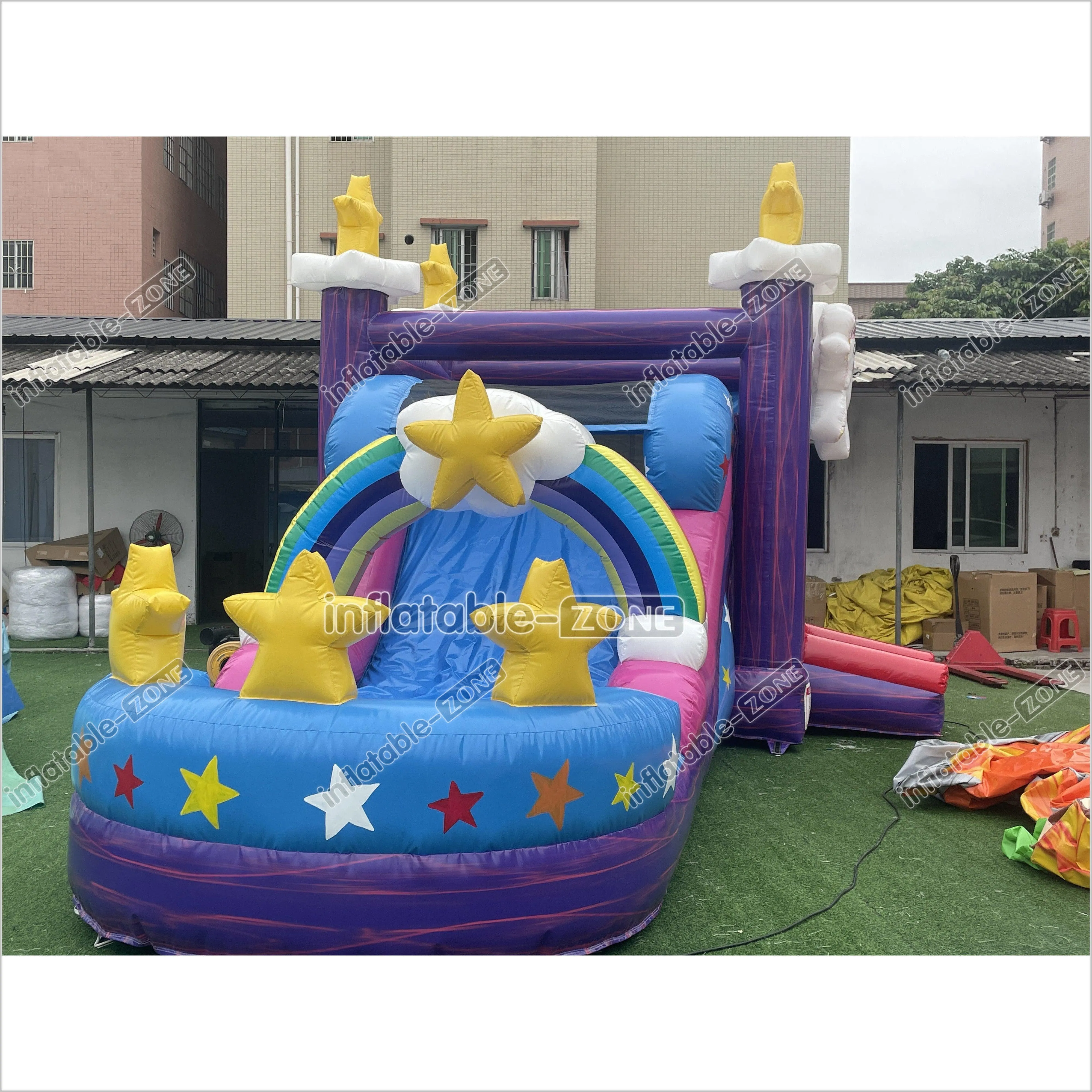 Magical Unicorn Inflatable Bounce House And Slide Combo Rainbow Jumping Castle For Party