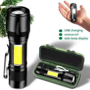 Mini Rechargeable LED Flashlight High Power Zoom Torch Outdoor Camping Strong Lamp Lantern Waterproof Tactical Flashlight mini