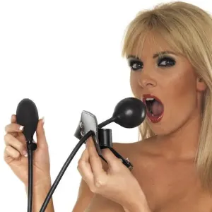 Rimba Leather Black Inflatable Gag with Buckles