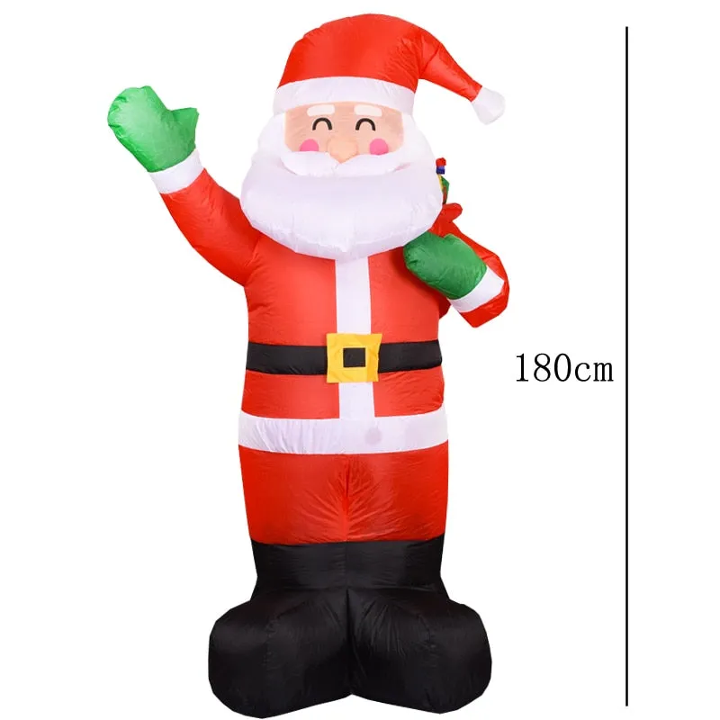 Santa Claus Christmas Yard Inflatables Standing Waving Hand Father Christmas Outdoor Toys LED Lighted Outdoor Xmas Decorations