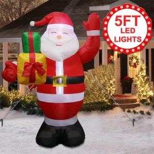 Santa Claus Christmas Yard Inflatables Standing Waving Hand Father Christmas Outdoor Toys LED Lighted Outdoor Xmas Decorations