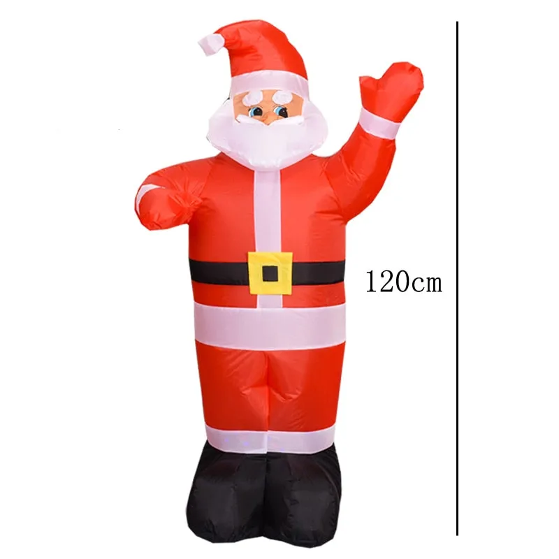 Santa Claus Christmas Yard Inflatables Standing Waving Hand Father Christmas Outdoor Toys LED Lighted Outdoor Xmas Decorations