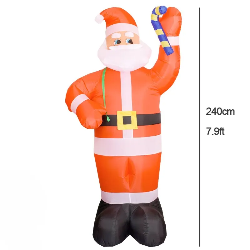Santa Claus Christmas Yard Inflatables Standing Waving Hand Father Christmas Outdoor Toys LED Lighted Outdoor Xmas Decorations