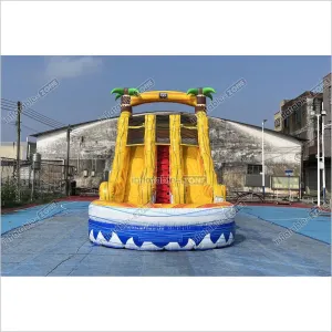 Tropical Wave Water Slide Party Jumper Rental Commercial Playground Equipment Inflatable Water Slide Into Pool